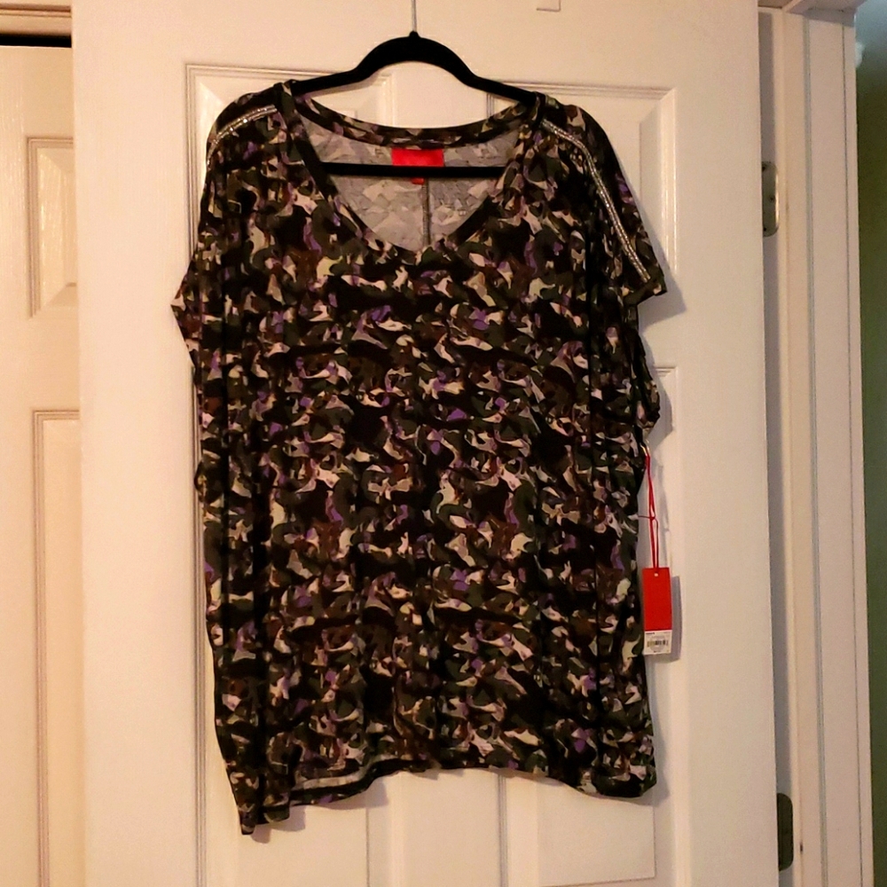 Black Modern Print Jennifer Lopez Blouse